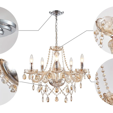 Customizable Luxury LED Big Hanging Lamp For Apartment Villa K9 Crystal Candle Chandeliers Lighting For Living Room