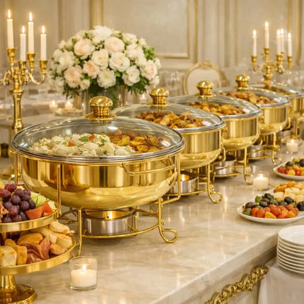 Elegant Glass Chafing Dish Food Warmer Chaffing Serving Dishes Buffet Set Luxury Cover Keeping Hotel Other Hotel Supplies