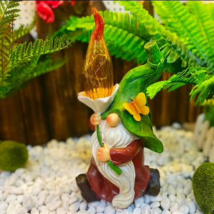 Outdoor Solar Garden Decorative Lights Cute Gnome Resin Statue Landscape Lamp For Yard Lawn Patio Pathway Decoration