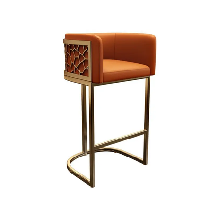 Modern Velvet Bar Stool with Gold Metal Frame For Hotel and Commercial Use