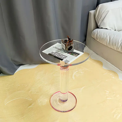 Round Transparent Gradient Acrylic Coffee Table – Metal Base, for Living Room & Bedroom Home Furniture Use