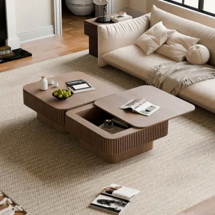 Made of concrete Modern Square Coffee Table For Living Room Hotel Use Wood Panel Storage Furniture For Home Decor