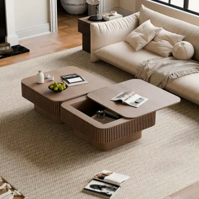 Made of concrete Modern Square Coffee Table For Living Room Hotel Use Wood Panel Storage Furniture For Home Decor