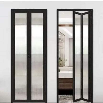 Professional Modern Thermal Break Bi-Fold Bathroom Door Aluminum Alloy Double Tempered Glass Waterproof Foldable