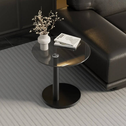 Simple Modern Style Round Small Side Table Small Apartment Tempered Glass Minimalist Side Table