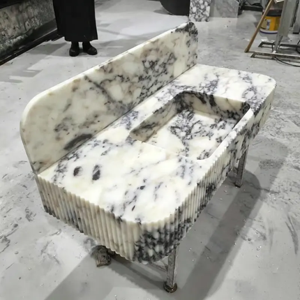 Natural Stone Marble Washbasin – Luxury European Style Travertine, Recessed Wall-Mounted Sink for Bathrooms