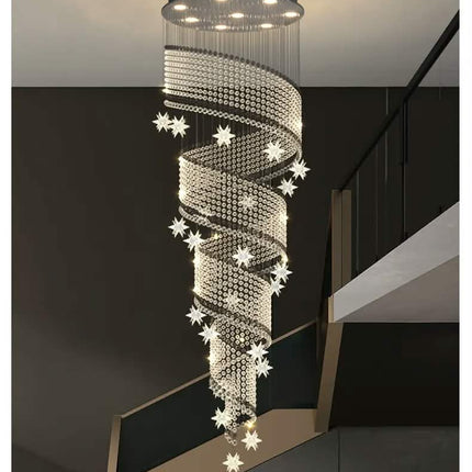 Stair Chandelier Modern Minimalist Light Luxury Duplex Villa Loft Living Room Crystal Star Apartment Revolving Long Chandelier