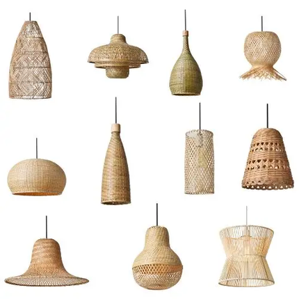 Customizable Modern Design Rattan Pendant Light with Elegant Sweeping Curve for Hotels Resorts Villas