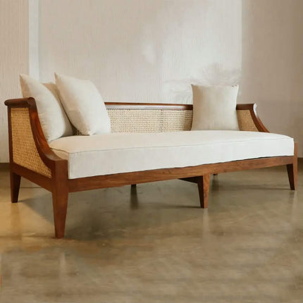 Modern Luxury Solid Wood Extendable Customized Rattan Three Seater Sofa Set for Living Room Kitchen School Basement Villa Use