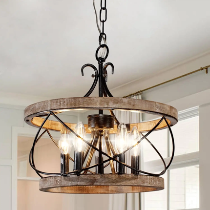 Style Rustic Carved Wood Chandeliers Pendant Light Lamp Elegant Rustic Chandelier