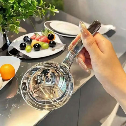 High Stainless Steel Short-Handle Mirror Modern Minimalist Large Head Food-Grade Soup Spoon Serving Household
