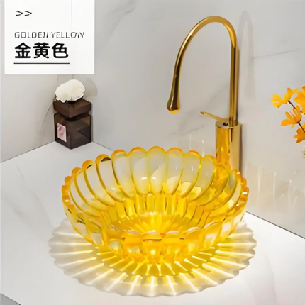 New Arrival Artistic Tempered Glass Washbasin – Oval Countertop Design, Colorful Single Bowl with Custom Color Options, Factory Direct Supply