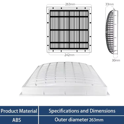Square anti-vortex main drain cover, anti suction safety ABS drain grate, impact resistant pool bottom drain fitting