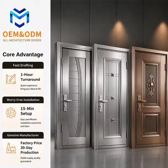 Customized Stainless Steel Exterior Security Door Smart Anti-Theft Fire Prevention Side Light Customizable Color/Size