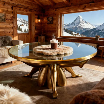 Made of FiberGlass Modern Durable Fiberglass Coffee Table Living Room Household Circular Side Table French Combination