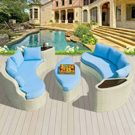 Luxury Patio Sofa Sets Outdoor Furniture Garden Patio Leisure Furniture Set Semi Circle Outdoor Rattan Sofa Set