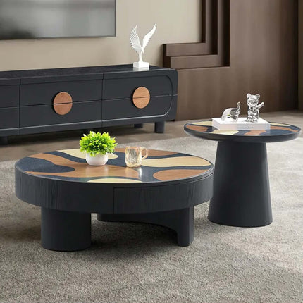 High End Designer Coffee Table Set Round Center Table Luxurious Living Room Wooden Coffee Table Set Modern Creative Coffee Table