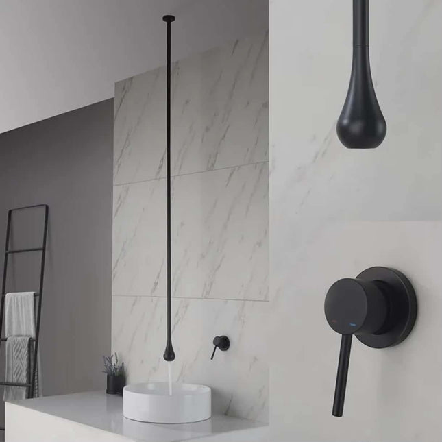 Luxury Hotel Sink Faucet on the Ceiling Pendant Faucet Vertical Design Rainfall Water Drop Ceiling Hang Basin Mixer Tap Faucet
