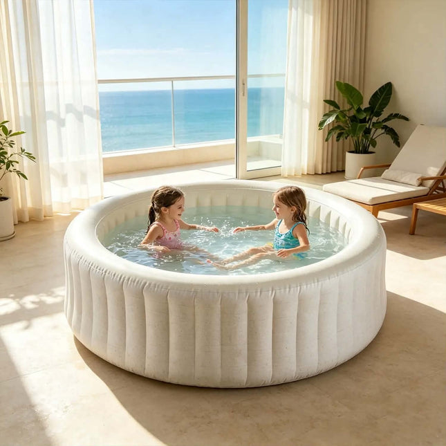 Inflatable Spa Hot Tub Quick Inflate Jacuzzi Hot Tub Spa Set With Bubble Massage For Outdoor Garden Family Soaking