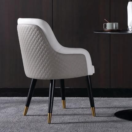 Majestic Grey Leather Chair with Artistic Quilted Design