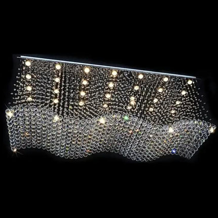 Wave Shape Decorative Living Room Long Modern Luxury Crystal Chandelier for High Ceiling