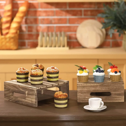 Wood Rustic Cake Stand Risers Display Wooden Pallets Style Tiered Dessert Stand Cupcake Display Boxes With Rope Handles