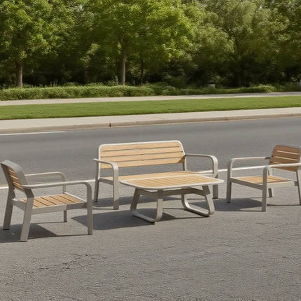 Modern Lightweight Durable Waterproof Outdoor Wood-Plastic Sofa Table Combination Commercial Internet Celebrating Leisure Garden
