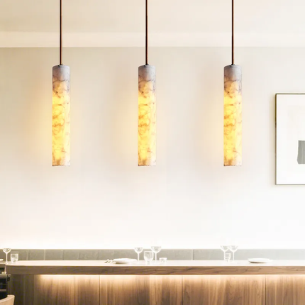 Modern Round Natural Marble Hanging Lamp Marble Veins Warm White LED Suspension Lamp for Bedroom AC Compatible Easy Installation