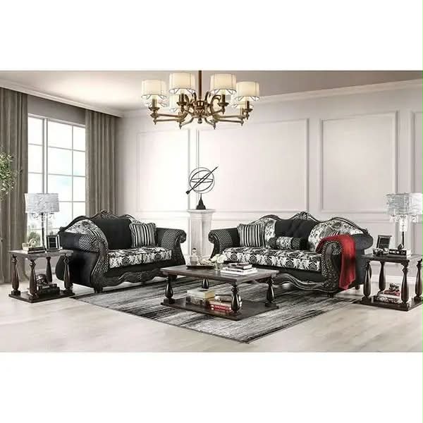 European Luxury Solid Wood Sofa Set Comfortable Upholstery Eco-Friendly Durable Living Room Furniture Villa Hotel Use Modern