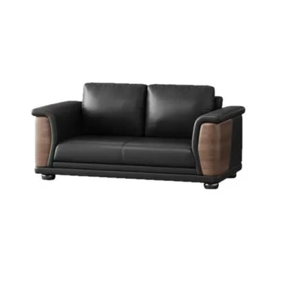Office Sofa Coffee Table Set Simple Modern Genuine Leather Wooden Frame High Elastic Foam Sponge Business Executive Reception