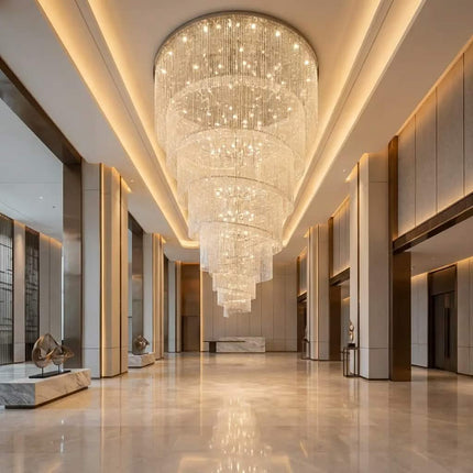 Pendant Light Gold Hotel Restaurant Decorative Modern Ceiling Hanging Lamp Elegant Round Crystal Luxury Chandelier