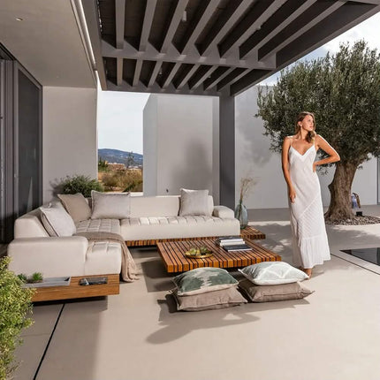 Teak Contemporary Modern Modular Sectional Outdoor Sofa Set Durable Waterproof Balcony Garden Furniture for Villa Hotel