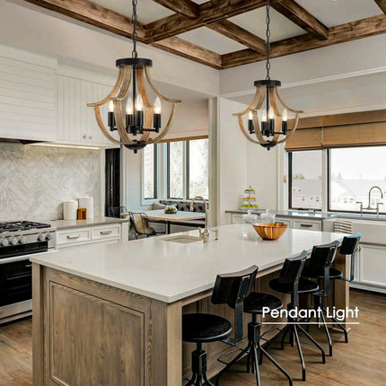 Style Rustic Carved Wood Chandeliers Pendant Light Lamp Elegant Rustic Chandelier