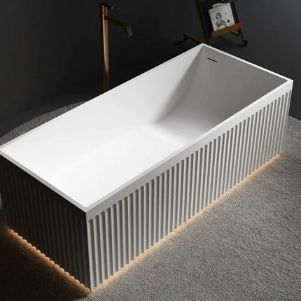 Freestanding Artificial Stone Bathtub Portable Soaking Solid Surface Acrylic Tub