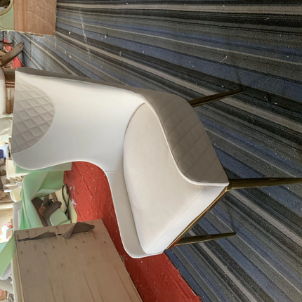Beige Velvet Home Office Chair with Gold Stainless Steel Leg Synthetic Leather Modern Dining