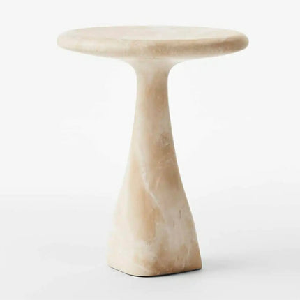 Elegant Trends Cream Marble Side Table Minimalist Modern Luxury Handcrafted Stone Furniture For Living Room Decor Home Furniture
