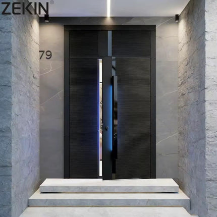 ZEKIN High Quality Customized Heat Insulation Sound Insulation Anti-Theft Front Entry Security Doors Luxury Pivot Entrance Door