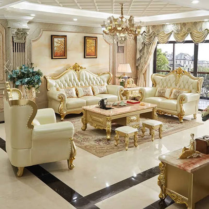 European Design Modern Luxury Style Royal Genuine Leather Sofa Couches Set Single 2 3 Seater Living Room Live Sofas Furniture