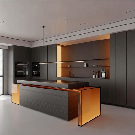 JINGSHUN European Design Hingh End Modular Kitchen Cabinets Solid Wood Melamine Finish Island Modern Furniture Sets 3D China