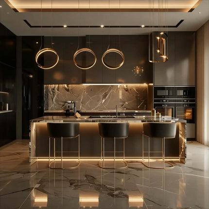 Modern Luxury Custom Kitchen Cabinets Granite Countertop China Whole House Furniture Dining Island Made Melamine MDF Board