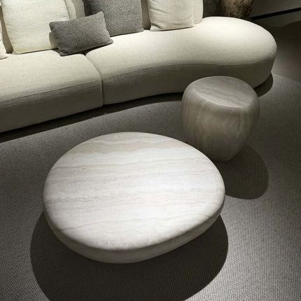 Made of FiberGlass Nordic Wabi Sabi FiberGlass Coffee Table Set Travertine Color Living Room Hotel Villa Furniture