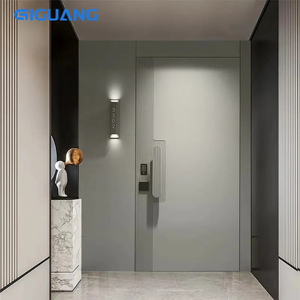 QIGUANG America Style Multilock Villa Entrance Front Cast Aluminum Door Security Luxury Black Security Entry Pivot Door For Home