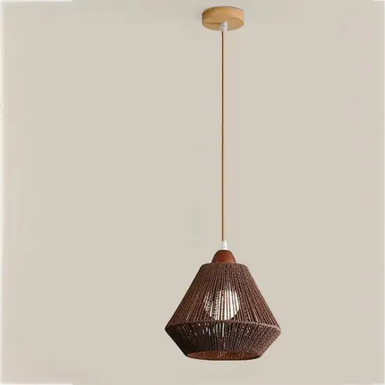 Postmodern Creative Rattan Restaurant Chandelier Modern Minimalist Home Stay Pendant Light Retro Style Solid Wood Pendant Lamps