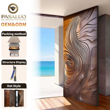 Modern Custom Minimalist Wooden Doors Solid Wood Glass Composite Painted Surface Finish Manual Bedroom Supermarket