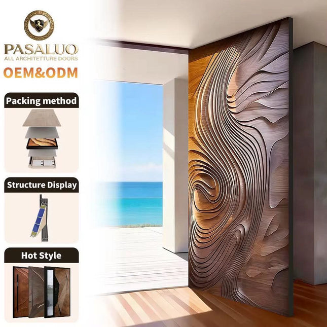 Modern Custom Minimalist Wooden Doors Solid Wood Glass Composite Painted Surface Finish Manual Bedroom Supermarket