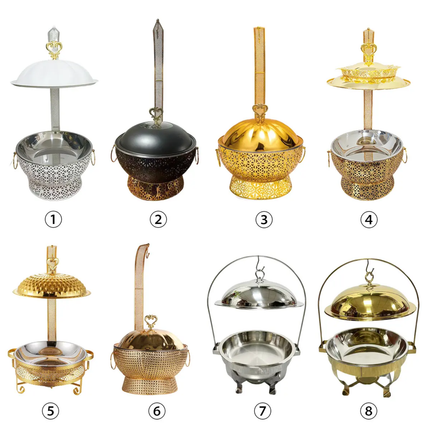 Commercial 9L Stainless Steel Buffet Chafing Dish Adjustable Gas/Fuel-Heated Golden Key CF25 Food Warmer Hanging Frame For