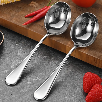 304 Stainless Steel Serving Spoon With Long Handle Big Round Ladle For Restaurant Dinnerware Salad Buffet Party Spoons