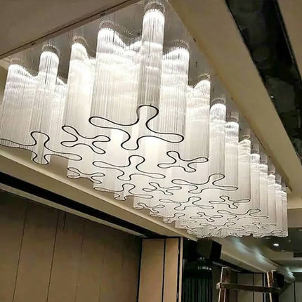 Custom Style Luxury Acrylic Pendant Light Remote Control Resin Chandelier For Dining Room Banquet Hall Mall Project Solution