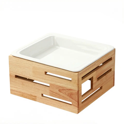 Hotel Catering Wooden Buffet Riser Multi Tier Dessert Display Shelf With Ceramic Tray For Wedding Banquet Party Table Decor