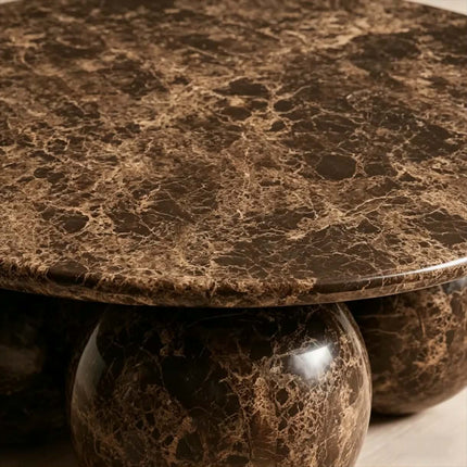 Modern brown marble center table dark emperador round table natural stone coffee table for luxury living room decoration